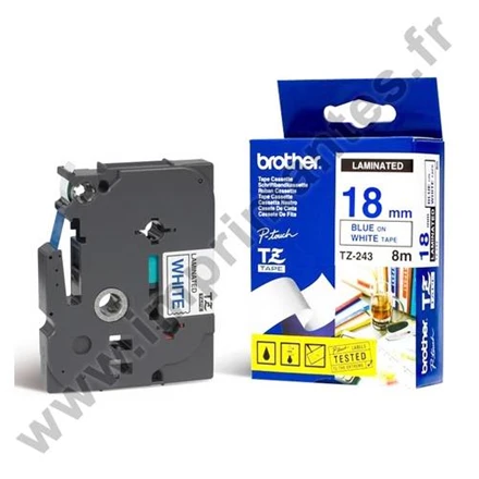 Brother TZE-243 Laminated Tape Mėlyna on Baltas, TZe, 8 m, 1.8 cm