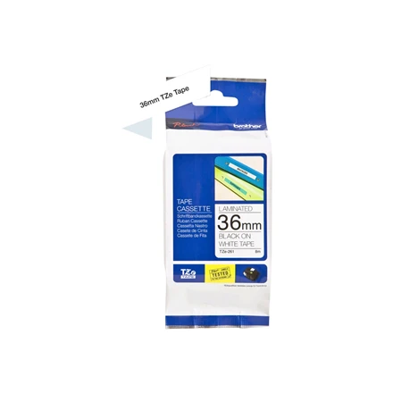 Brother | TZe-261 Laminated Tape | Juodas on Baltas | TZe | 8 m | 3.6 cm