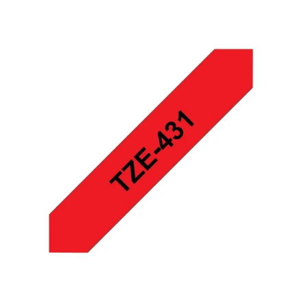 Brother | TZE-431 Laminated Tape | Juodas on Raudona | TZe | 8 m | 1.2 cm