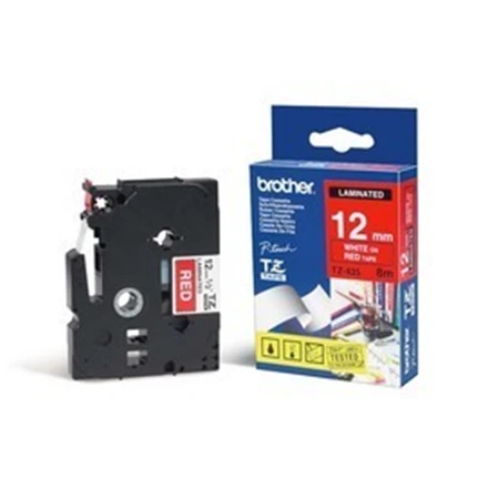 Brother | TZe-435 Laminated Tape | Baltas on Raudona | TZe | 8 m | 1.2 cm