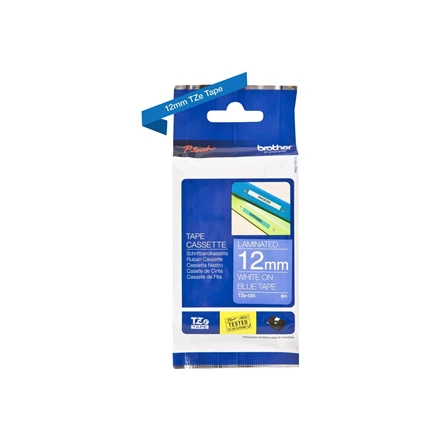 Brother | TZe-535 Laminated tape | Baltas on Mėlyna | TZe | 8 m | 1.2 cm