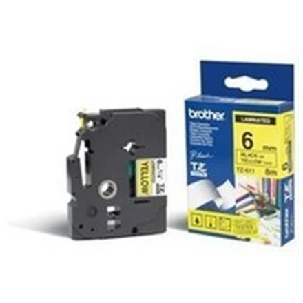 Brother | TZe-611 Laminated Tape | Juodas on Geltona | TZe | 8 m | 6 cm