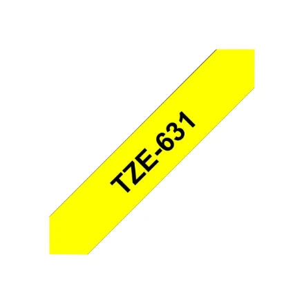 Brother | TZe-631 Laminated Tape | Juodas on Geltona | TZe | 8 m | 1.2 cm