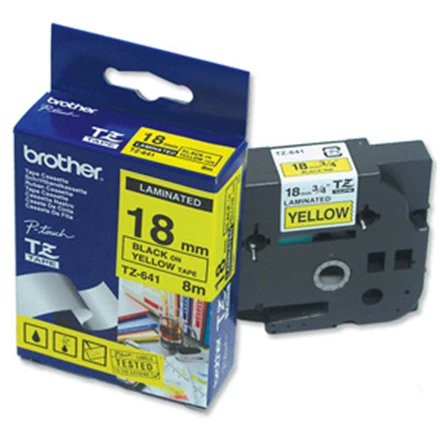 Brother | TZe-641 Laminated Tape | Juodas On Geltona | TZe | 8 m | 1.8 cm