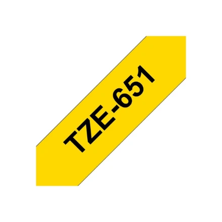 Brother | TZe-651 Laminated Tape | Juodas On Geltona | TZe | 8 m | 2.4 cm