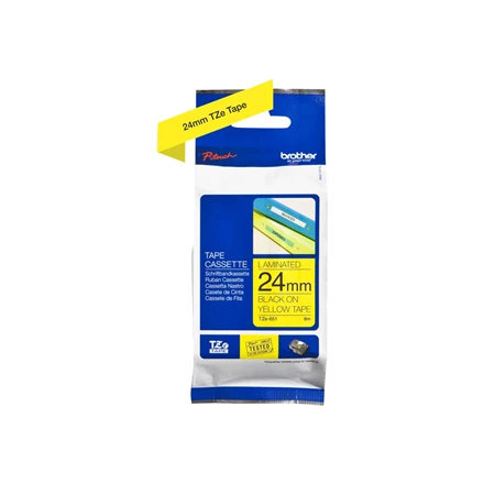 Brother | TZe-651 Laminated Tape | Juodas On Geltona | TZe | 8 m | 2.4 cm