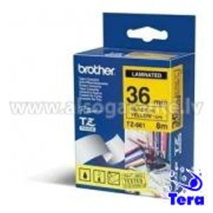 Brother | TZe-661 Laminated Tape | Juodas on Geltona | TZe | 8 m | 3.6 cm