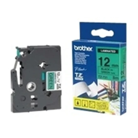 Brother | TZe-731 Laminated Tape | Juodas on Žalias | TZe | 8 m | 1.2 cm