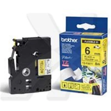 Brother | TZe-FX611 Flexible ID Laminated Tape | Juodas on Geltona | TZe | 8 m | 6 cm