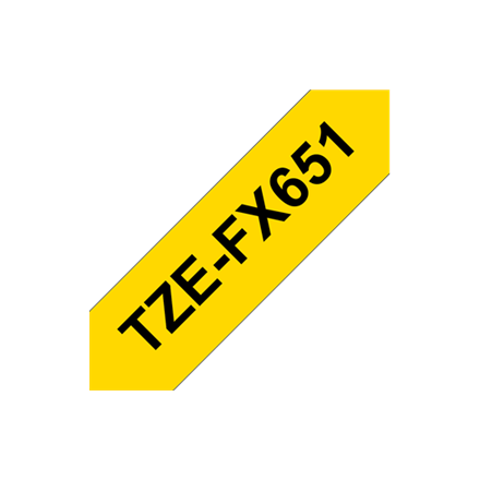 Brother | TZe-FX651 Flexible ID Laminated Tape | Juodas on Geltona | TZe | 8 m | 2.4 cm