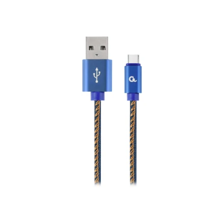 GEMBIRD CC-USB2J-AMCM-1M-BL Gembird Premium džinsai (džinsiniai) Type-C USB laidas su metalinėmis jungtimis, 1m, mėlynas