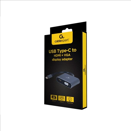 Gembird Cableexpert | C tipo USB prie HDMI ir VGA ekrano adapteris | A-USB3C-HDMIVGA-01 | C tipo USB