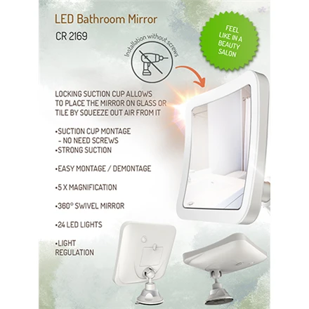 Camry | Vonios veidrodis | CR 2169 | 16,3 cm | LED veidrodis | Baltas
