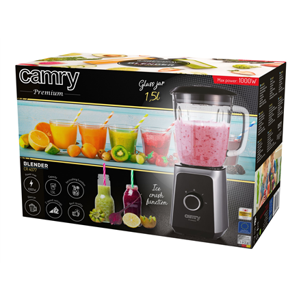 Adler Camry | Maišytuvas | CR 4077 | Tabletop | 500 W | Jar material Glass | Jar capacity 1.5 L | Ice crushing | Juodas/Nerūdijantis plienas