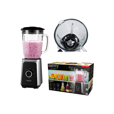 Adler Camry | Maišytuvas | CR 4077 | Tabletop | 500 W | Jar material Glass | Jar capacity 1.5 L | Ice crushing | Juodas/Nerūdijantis plienas