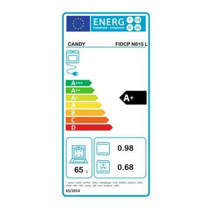 CANDY Orkaitė FIDCP N615 L, Plotis 60 cm, A+ energetinė klasė, Juodas spalva