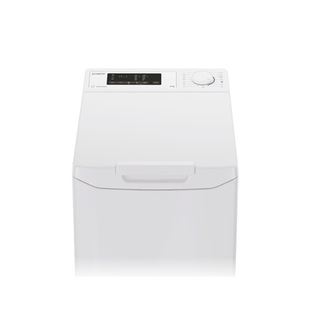 Candy | Skalbimo mašina | TCA063D3-S | Energy efficiency class C | Top loading | Skalbimo talpa 6kg | 1000 RPM | Gylis 60 cm | Plotis 41 cm | Ekranas | Digit | Baltas