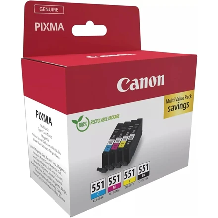 Canon CLI-551 | Ink cartridge | Juodas, Cyan, Magenta, Geltona