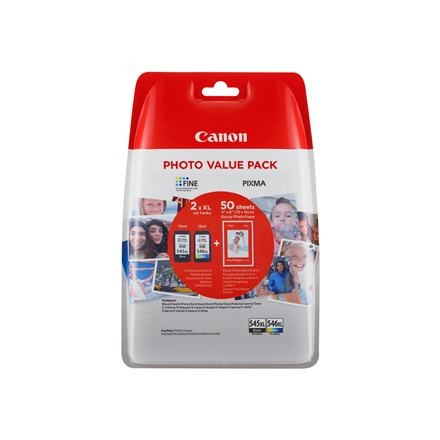 Canon PG-545XL/CL546XL rašalo kasetės, + GP501 10x15 foto popierius