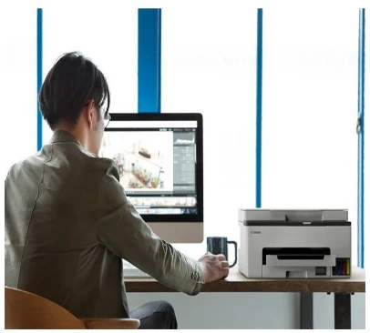 CANON MAXIFY GX1050 daugiafunkcis spalvotas rašalinis spausdintuvas, pakartotinai užpildomas, A4, 210 x 297 mm, A4, 15 atv./min., 250 lapų, USB 2.0, LAN, „Wi-Fi“.