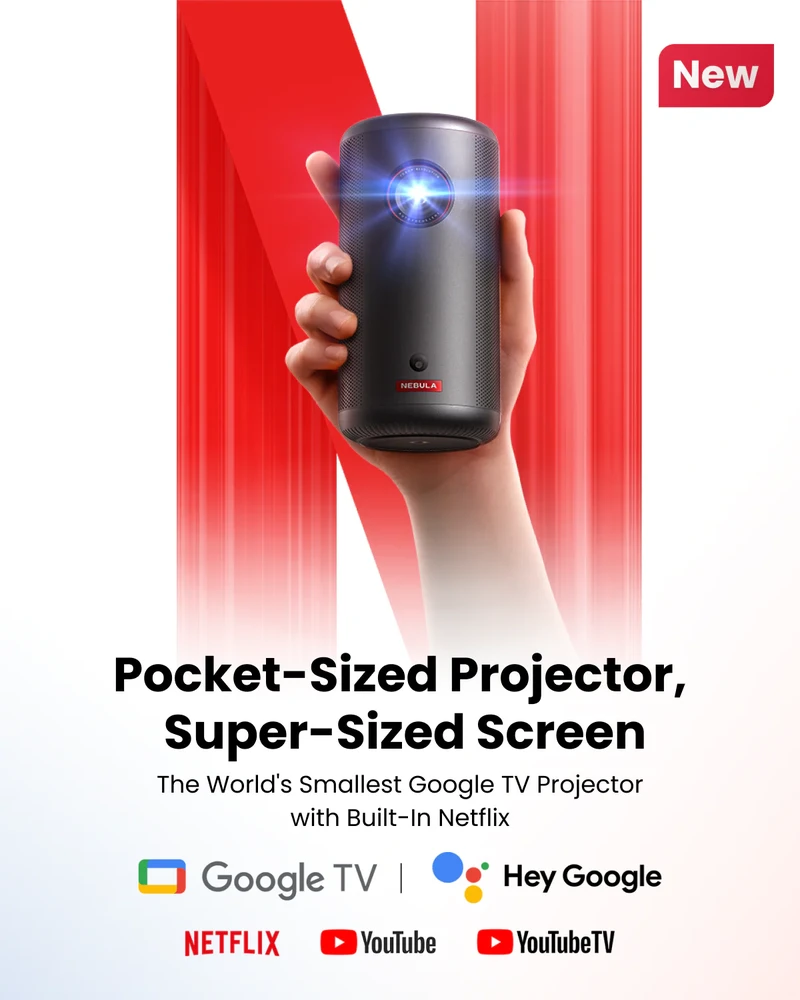 Nebula Capsule 3 1080p mini „Google TV“ projektorius, juodos spalvos