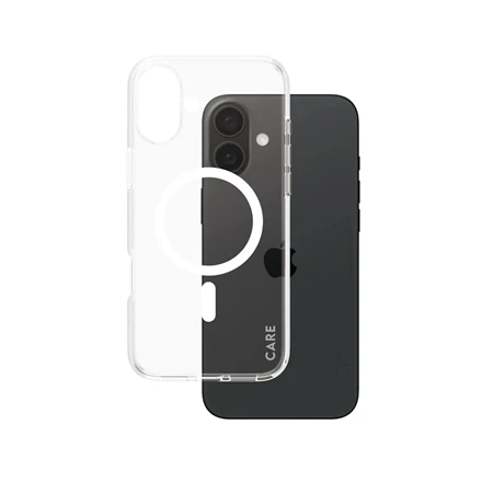 „Panzer Glass CARE“ dėklas iš „PanzerGlass“ flagmano | Nugarėlės apsauga | „Apple“ | „iPhone 16 Plus“ | Perdirbta plastikinė plėvelė | Baltas | „MagSafe“