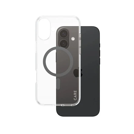 Panzer Glass CARE Flagship dėklas su Juodas MagSafe iPhone 16 Plus, skaidrus