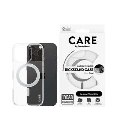 Panzer Glass CARE by PanzerGlass Feature Kickstand Apple iPhone 16 Pro 6.3" sidabrinis/sidabrinis MagSafe 1326