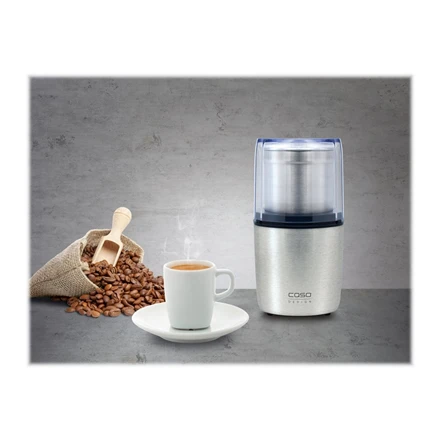Kavamalė Caso | Electric coffee grinder | 1830 | 200 W W | Coffee beans capacity 90 g | Lid safety switch | Number of cups 8 pc(s) | Pulse function | Nerūdijantis plienas