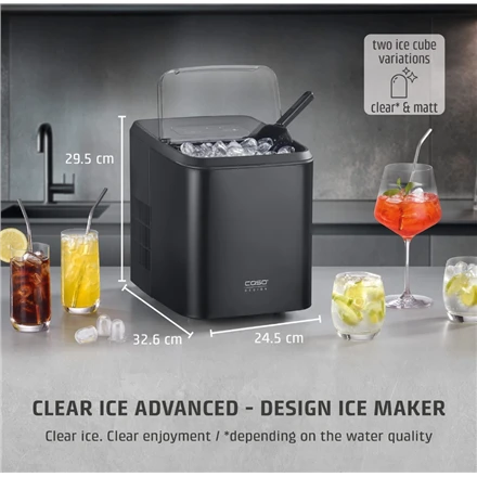Caso ledo kubelių gaminimo aparatas | Clear Ice Advanced | Galia 130 W | Talpa 1,5 l | Matinis juodas