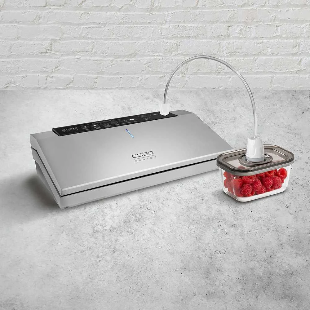 Caso VacuBoxx Eco-Duo S 2 stiklinės vakuuminės talpyklos su plastikiniu dangteliu, 0.5 L, 2 vnt.