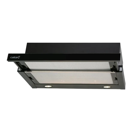 Gartraukis CATA | Gaubtas | TF 2003 600 GBK | Teleskopinis | C energijos vartojimo efektyvumo klasė | Plotis 60 cm | 390 m³/h | Mechaninis valdymas | LED | Juodas stiklas