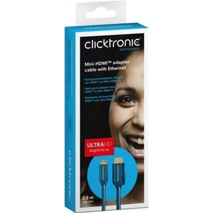 Clicktronic 70322 Mini-HDMI™ adapterio laidas su eternetu, 2m