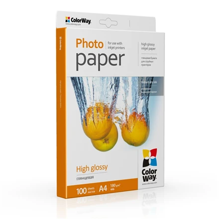ColorWay Photo Paper, 100 sheets | High Glossy | 180 g/m² | A4