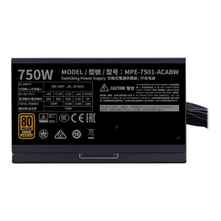„Cooler Master“ MWE Bronze 750W V2 maitinimo šaltinis - 230V 80+ Bronze
