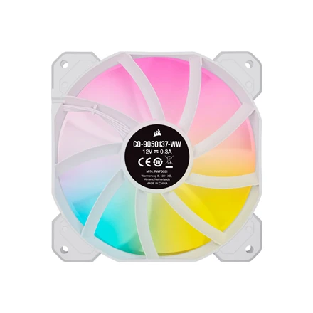 Corsair | 120 mm Baltas PWM ventiliatorius, trigubas paketas su apšvietimo mazgu CORE | iCUE SP120 RGB ELITE našumas | Dėklo ventiliatorius