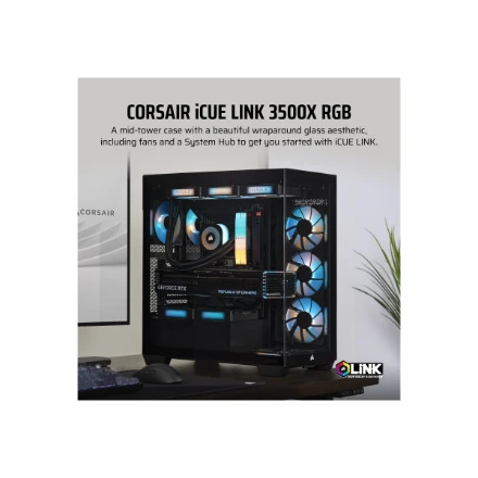 „Corsair“ kompiuterio korpusas | „iCUE LINK 3500X RGB“ | Juodas | Mid-Tower | ATX