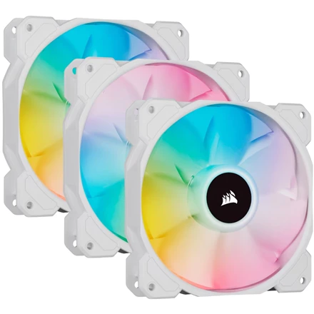 Corsair | 120 mm Baltas PWM ventiliatorius, trigubas paketas su apšvietimo mazgu CORE | iCUE SP120 RGB ELITE našumas | Dėklo ventiliatorius