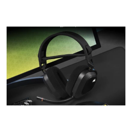 Žaidimų ausinės Corsair HS80 RGB Carbon, Juodos