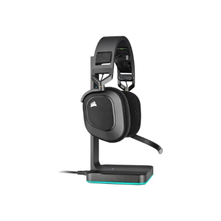 Žaidimų ausinės Corsair HS80 RGB Carbon, Juodos