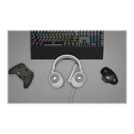 Corsair HS55 žaidimų ausinės, su laidu, su mikrofonu, Baltos