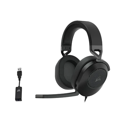 Corsair HS65 žaidimų ausinės, su laidu, Anglies pluošto spalvos