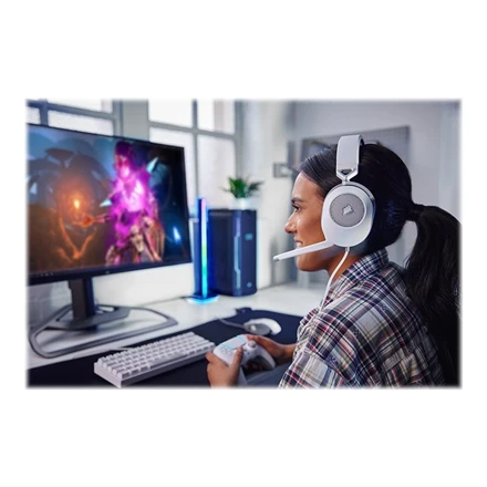Corsair HS65 erdvinio garso ausinės, Su laidu, Baltos