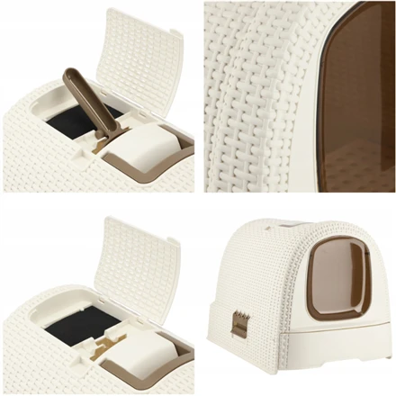 Curver Rattan tualetas katėms kreminės spalvos 51x39x39cm