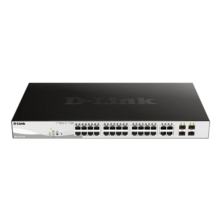 Šakotuvas D-LINK 24-Port Layer2 PoE Gigabit Smart Managed Switch dlink žalias 3.0 24x 10/100/1000Mbit/s TP PoE prievadas su 802.3 iki 30 vatų