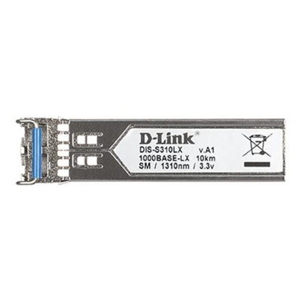 Šakotuvas D-Link | Vieno režimo siųstuvas-imtuvas | DIS-S310LX | 9/125 SMF (vieno režimo šviesolaidis) | Dvipusis LC jungtis | 1250 Mbit/s | Bangos ilgis 1310 nm | Maksimalus perdavimo atstumas 10000 m