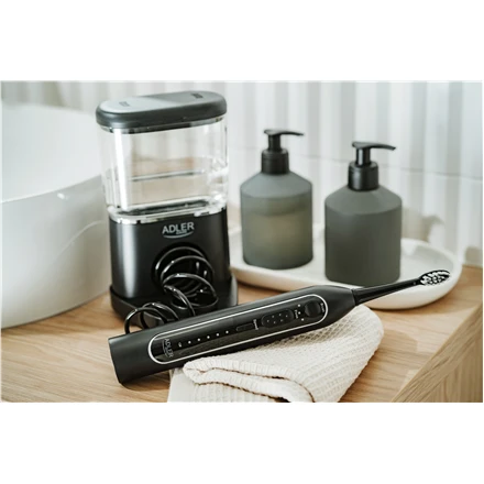 Dantų šepetėlis Adler | 2-in-1 Vanduo Flossing Sonic | AD 2180b | Įkraunamas | Suaugusiems | Šepetėlių skaičius galvutės įeina 2 | Number of teeth brushing modes 1 | Juodas