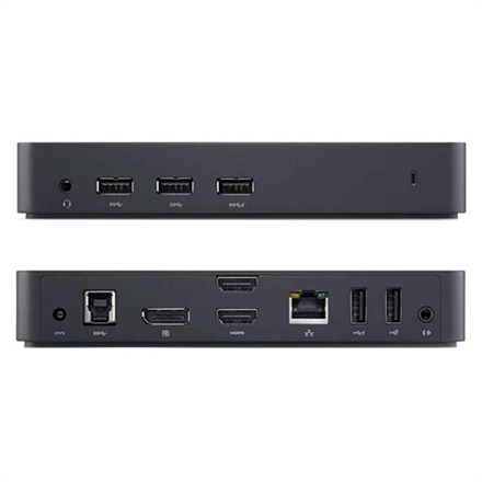 Dell Ultra HD Triple Video Docking Station D3100 USB vaizdo prijungimo stotis, Ethernet LAN (RJ-45) jungtys 1, DisplayPorts kiekis 1, USB 2.0 jungtys 2 kiekis, HDMI jungtys 2 kiekis, Ethernet LAN, Garantija 12 mėn.