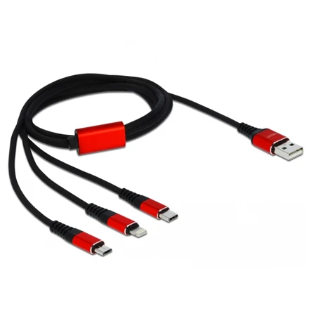 DELOCK USB įkrovimo kabelis 3 in 1, skirtas Lightning / Micro USB / USB Type-C 1m