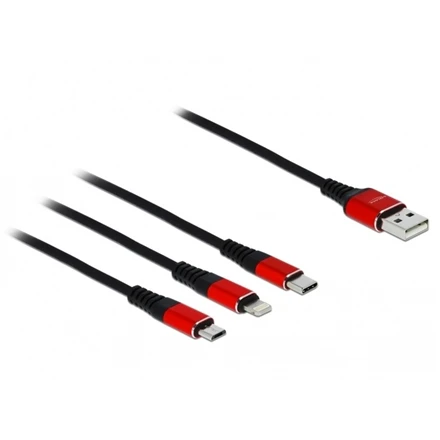 DELOCK USB įkrovimo kabelis 3 in 1, skirtas Lightning / Micro USB / USB Type-C 1m